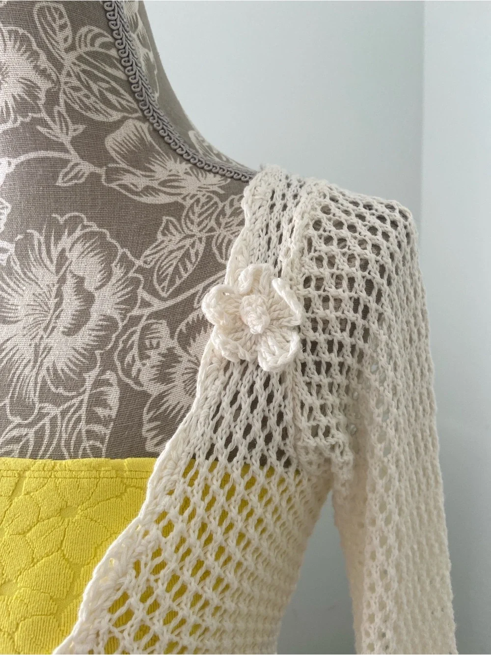Frankies Bikinis Crochet Collette Cover Up Tunic Cream White XS